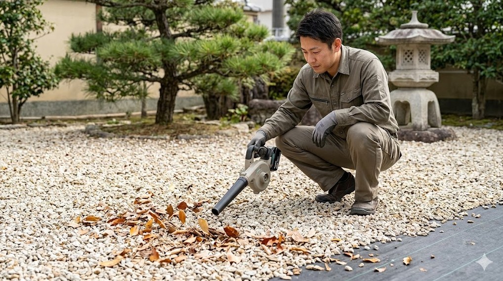 砂利の洗浄と落ち葉掃除の効果