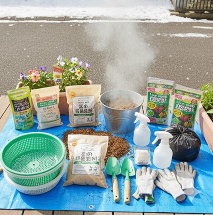 100円ショップで購入できる園芸用のふるいや土の再生材などの便利な道具一覧