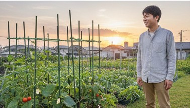 100均の支柱を賢く活用して育てた豊かな家庭菜園の全景
