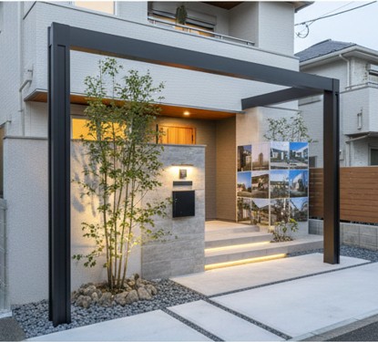 おしゃれなタイル門柱で演出する顔