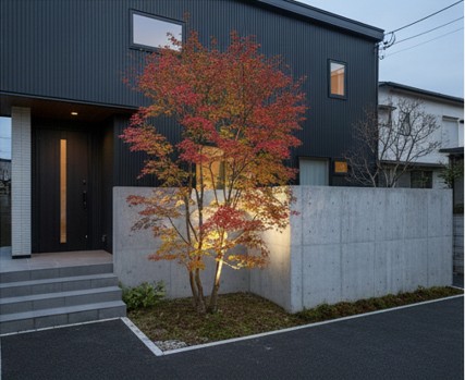 夜の外構を彩るライトアップ