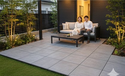 置くだけタイルで完成したおしゃれで快適な理想のプライベートテラス