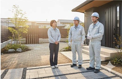 施主と職人の信頼関係によって美しく完成した住宅の外構・お庭の風景