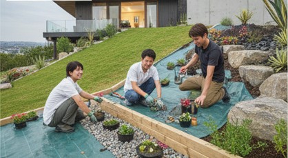 手間を減らすグランドカバーの植栽