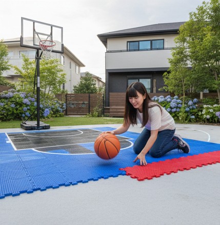 庭のバスケットコートの地面選びと騒音対策