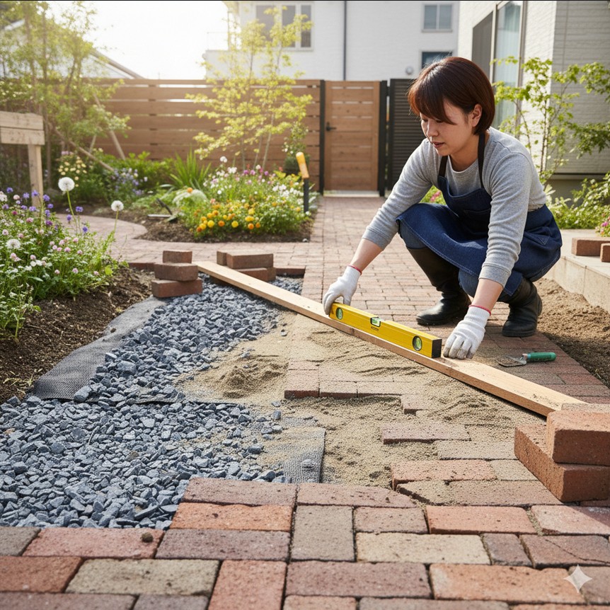 庭のレンガを置くだけにするデメリットを克服する施工法
