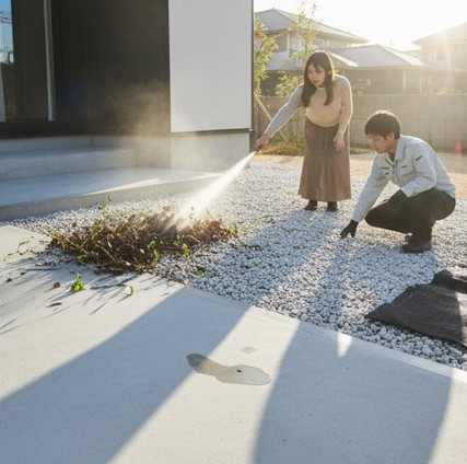 コンクリートと砂利の虫比較