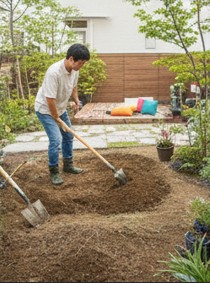 庭のタイルを置くだけDIYの手順と下地処理