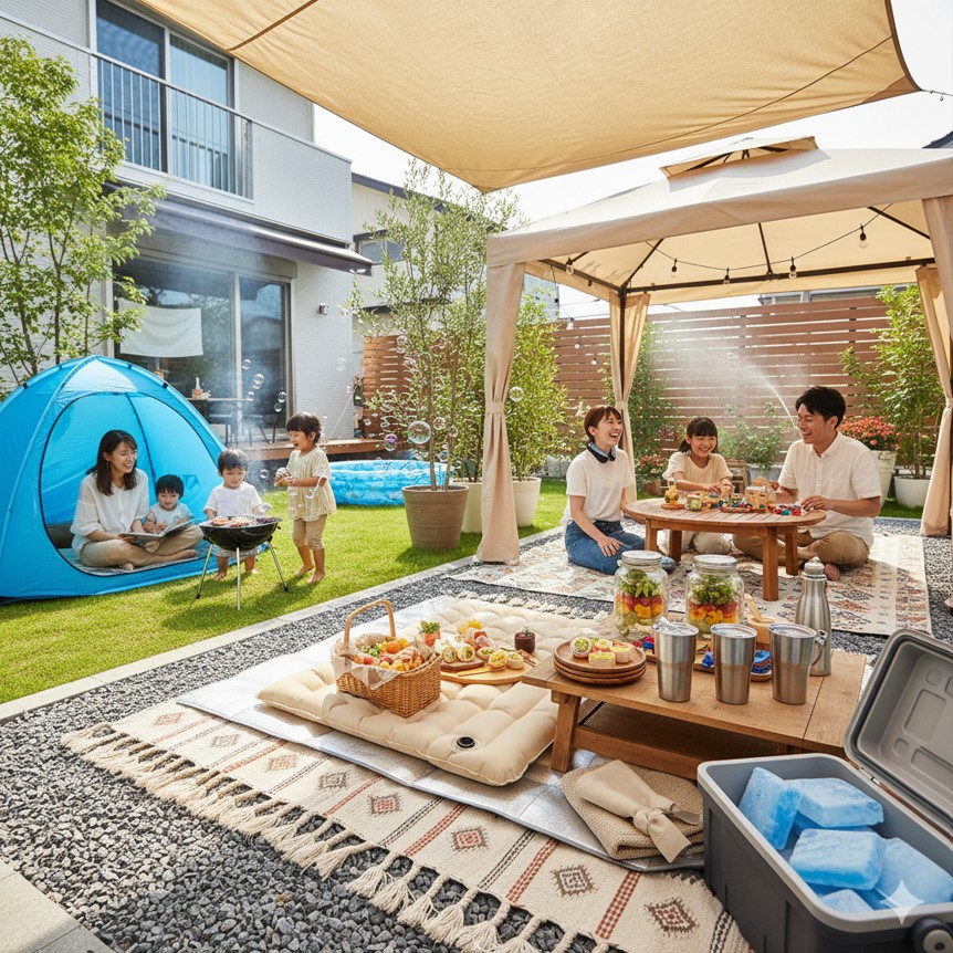 庭ピクニックの始め方！おしゃれで快適なマットや目隠し術を全解説