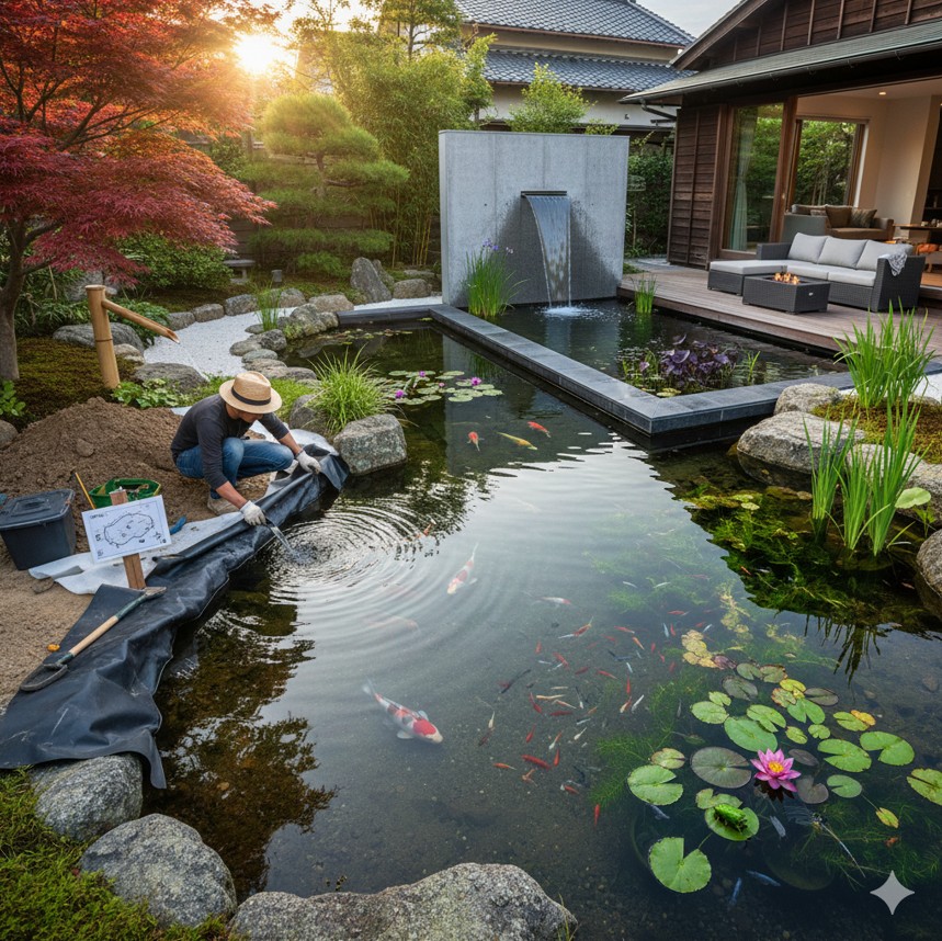 和風やおしゃれな庭の池レイアウト