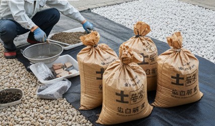 固まる砂で庭の雑草対策をする