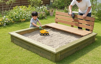 庭で砂場をDIYする作り方と将来の処分