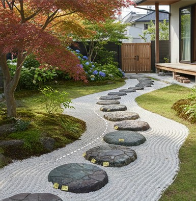 庭の飛び石の敷き方：素材選びと配置の基本