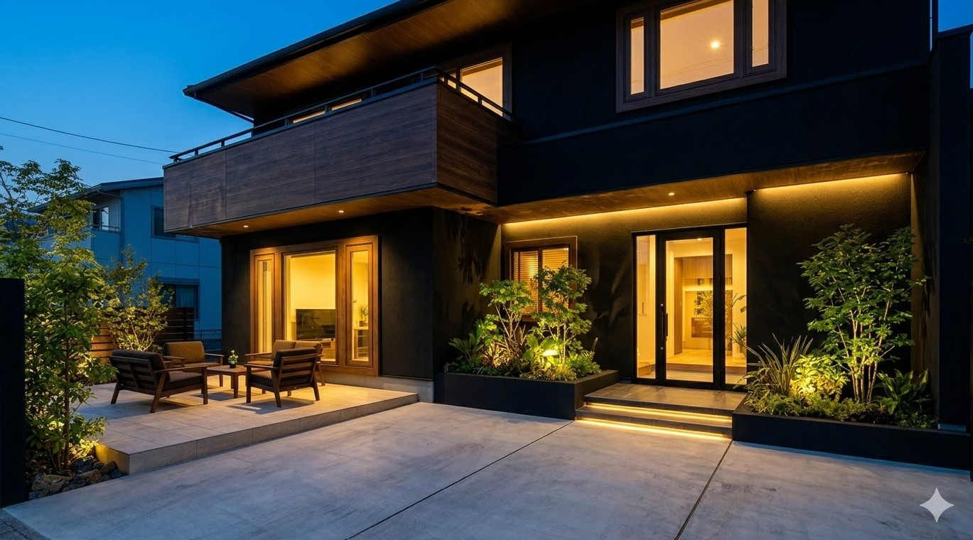 電球色の照明が演出する夜の非日常空間