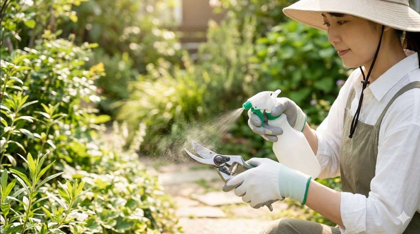 園芸用ハサミを逆性石けんで消毒する基礎