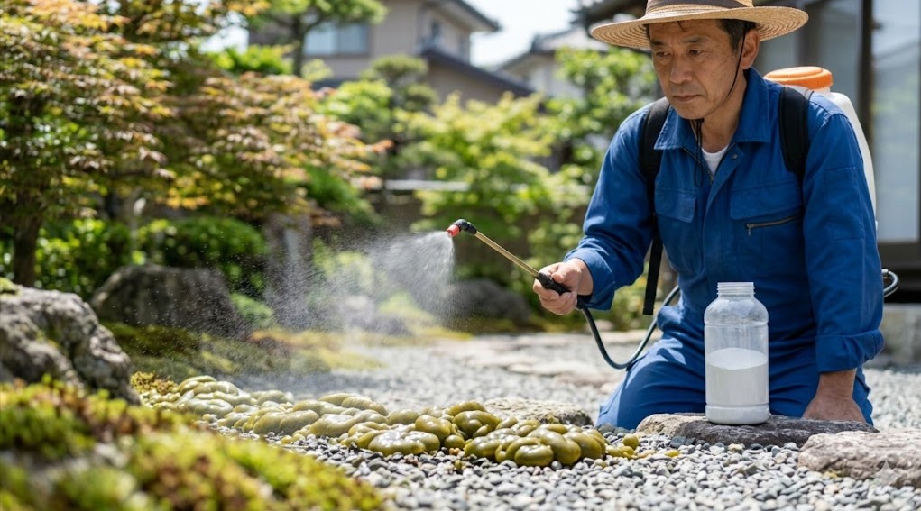 専用コケ駆除剤による確実な退治
