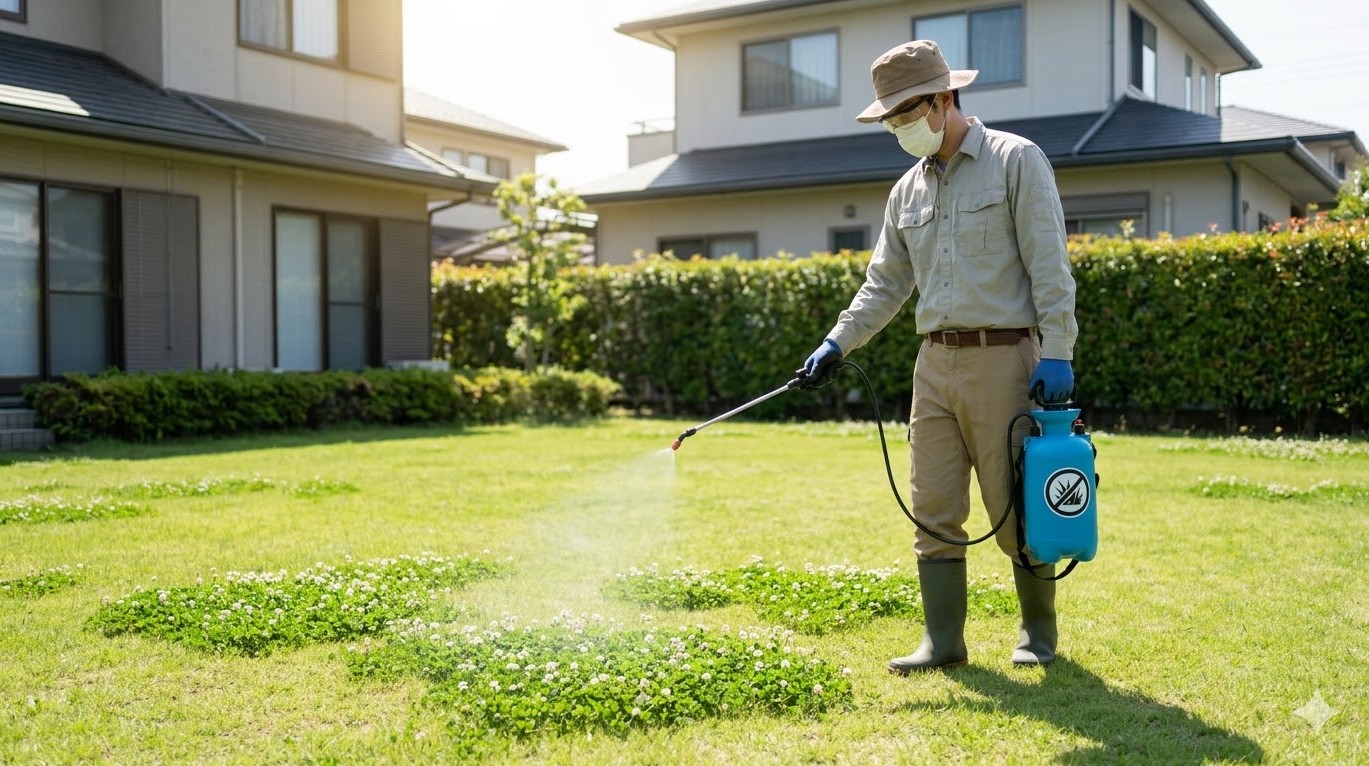 芝生の薬害を防ぐ専用噴霧器の使い方