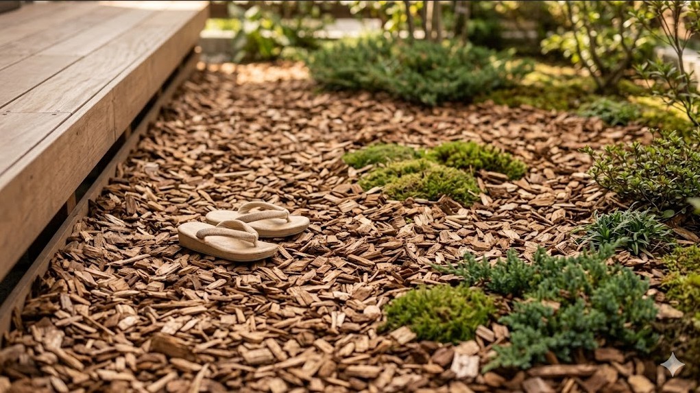 ウッドチップを活用した自然な景観づくり