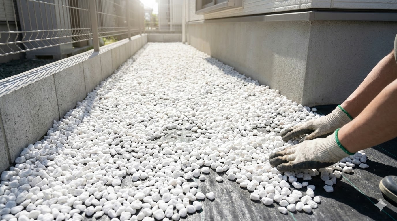 雑草対策と防犯に簡単な砂利敷きを活用