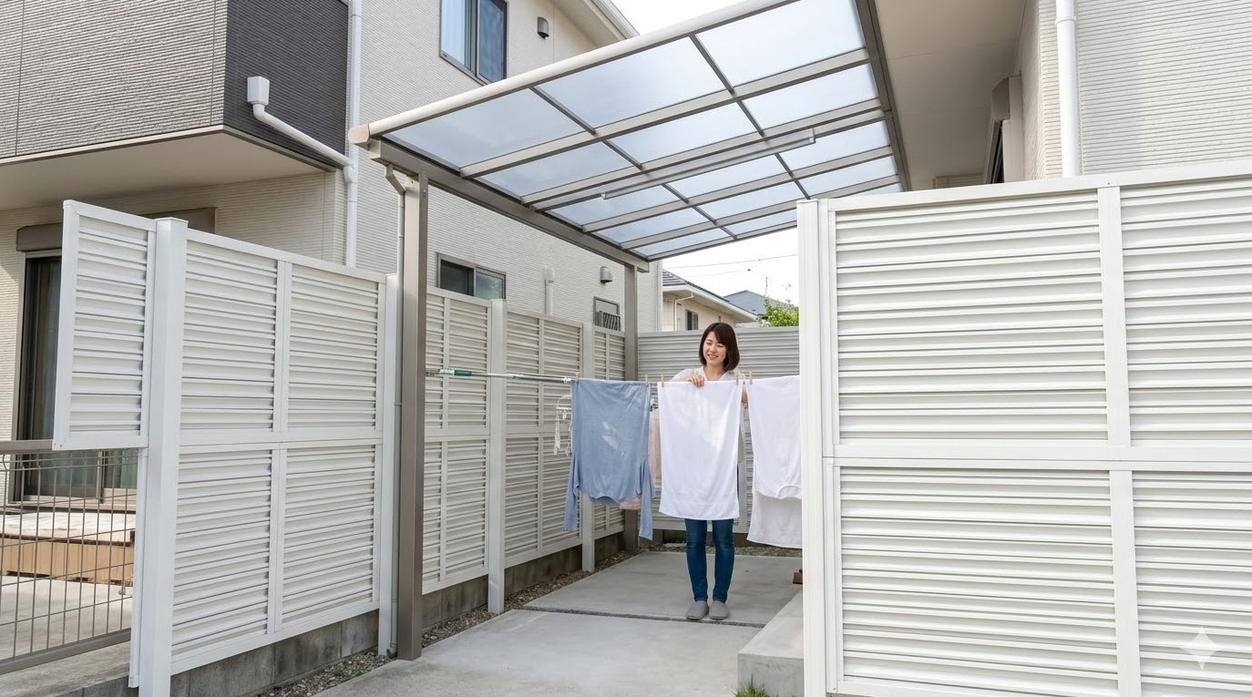 テラスや屋根を用いた洗濯物干し場作り