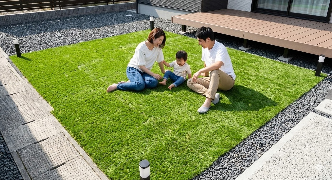 人工芝で緑豊かなローメンテ空間を作る