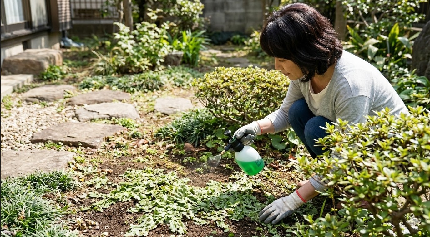 天然芝や人工芝における苔の予防