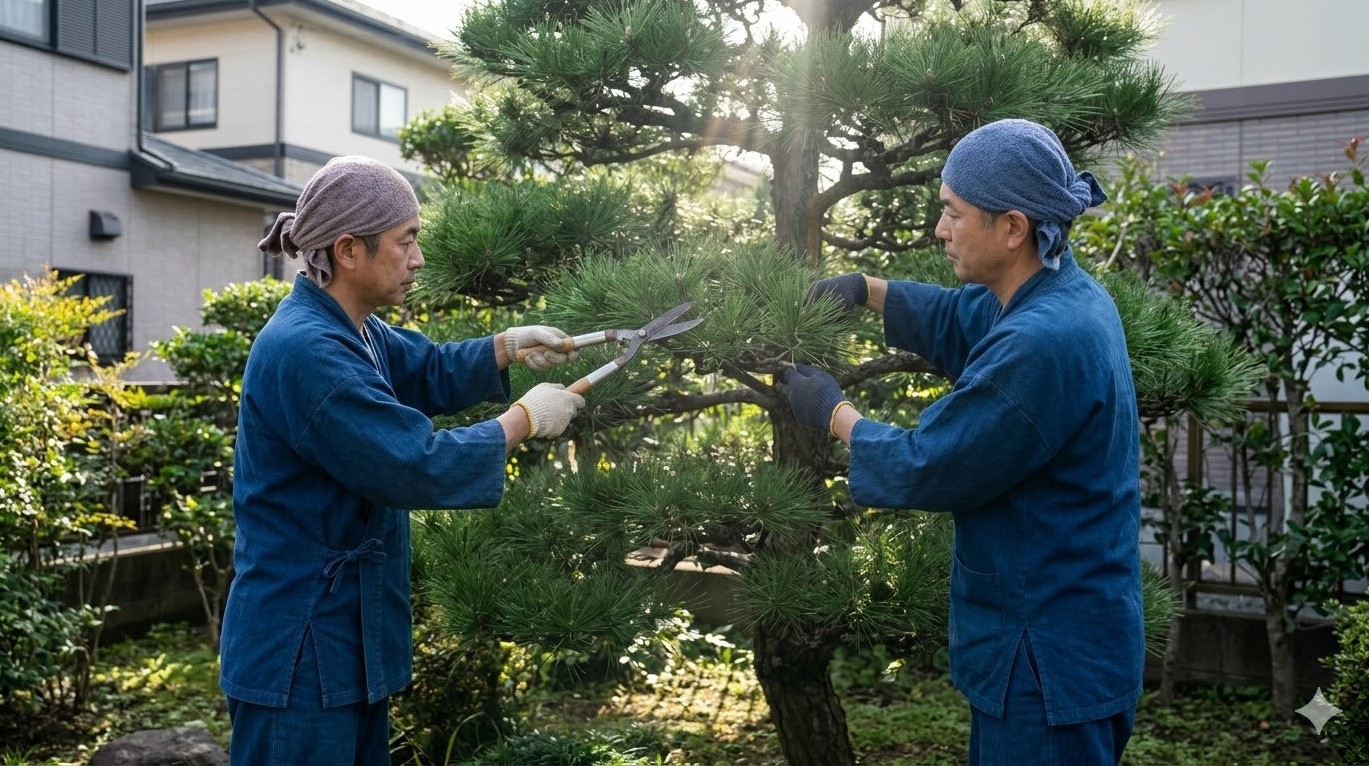 日陰の風通しを改善する透かし剪定