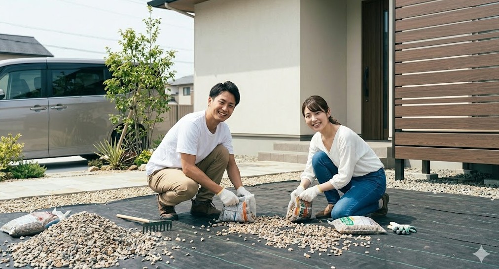 砂利敷きをDIYしてコスト削減