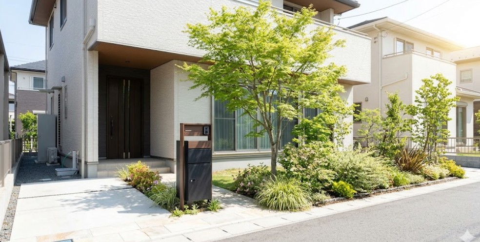 オープン外構での心理的な植栽活用法