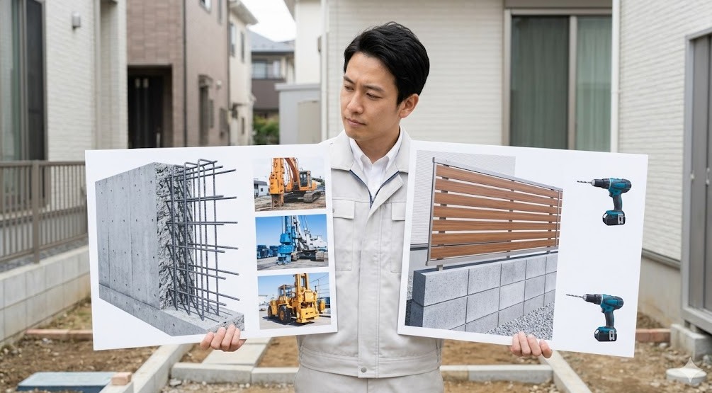 コンクリート塀と目隠しフェンスの比較