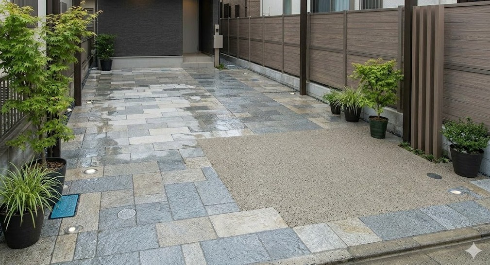 駐車場をおしゃれにする透水性舗装