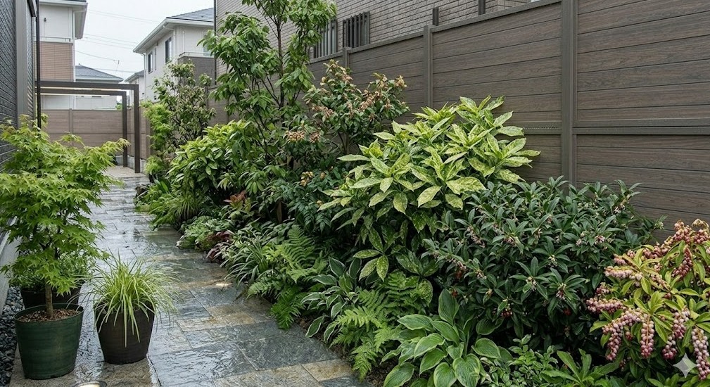 日陰環境に強いローメンテな植栽