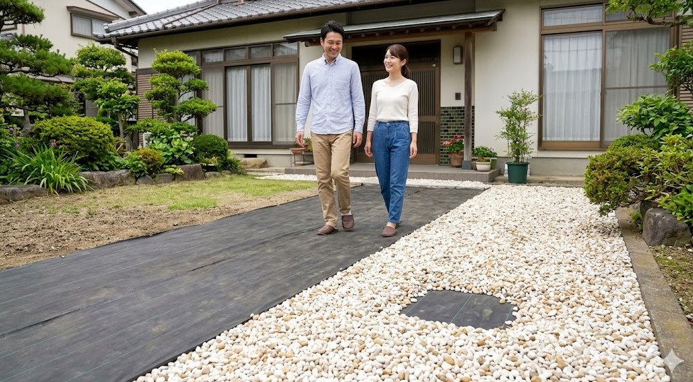 後から砂利を追加して景観を向上