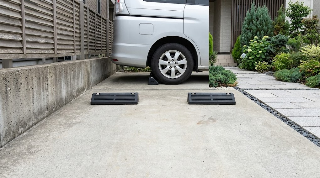 駐車場の勾配と車止めの最適化