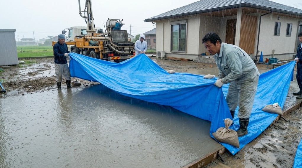 外構コンクリートと雨天施工のリスク