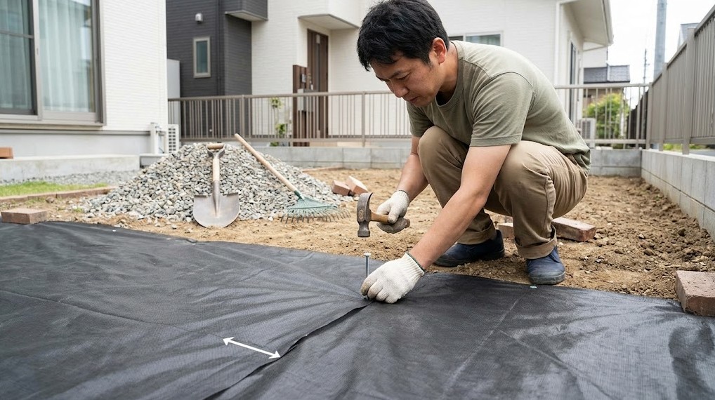防草シートと砂利で基本の雑草対策