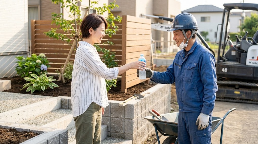 外構工事中の差し入れは必要？職人さんへの対応と見学マナー