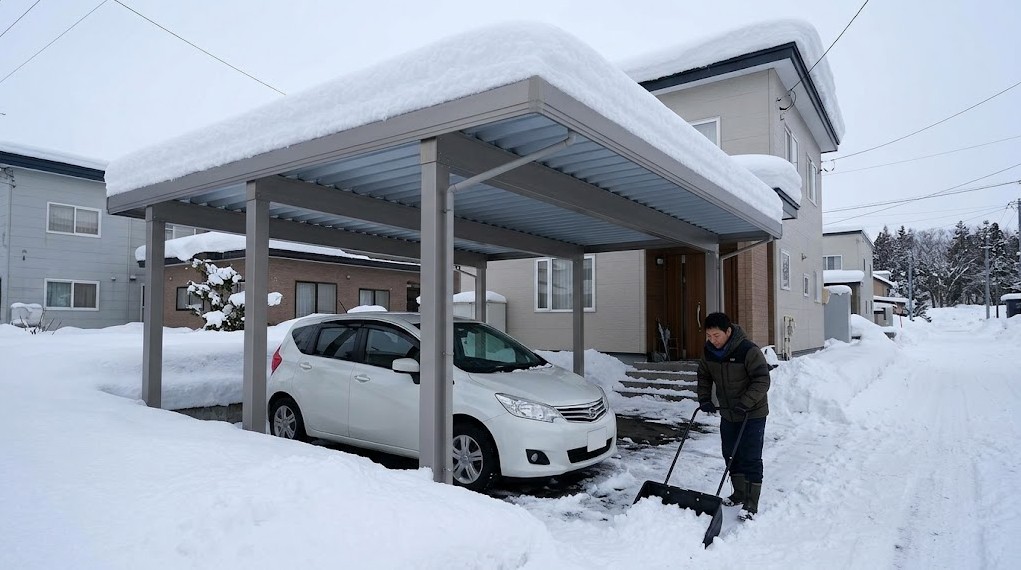 カーポートの耐積雪荷重と除雪動線